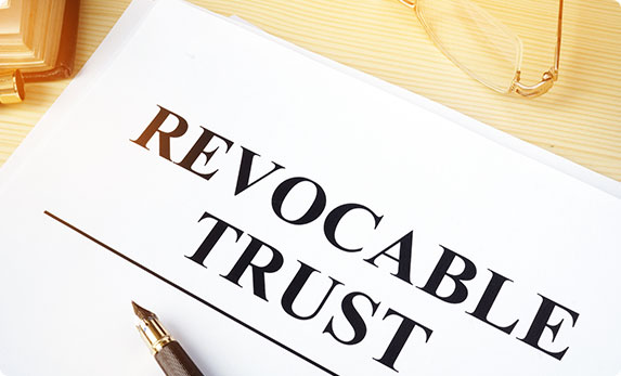 A document with the words "revocable trust"
